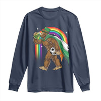 Funny Bigfoot Drinking Beer Long Sleeve Shirt St Patricks Day Soccer Lover