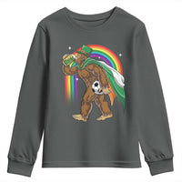 Funny Bigfoot Drinking Beer Youth Sweatshirt St Patricks Day Soccer Lover