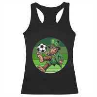 Funny Bigfoot Playing Soccer Racerback Tank Top St Patricks Day