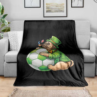 Lucky Pug Soccer Lover Throw Blanket St Paddys Day Irish Football Gift