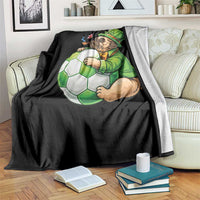 Lucky Pug Soccer Lover Throw Blanket St Paddys Day Irish Football Gift
