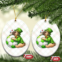 Lucky Pug Soccer Lover Ceramic Ornament St Paddys Day Irish Football Gift