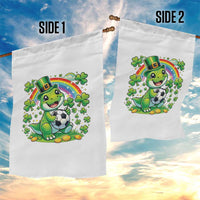 Cute Dinosaur Soccer Player Garden Flag St Patricks Day Dino Lover