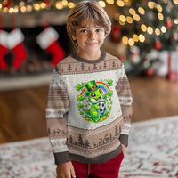Cute Dinosaur Soccer Player Ugly Christmas Sweater St Patricks Day Dino Lover
