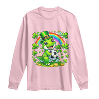 Cute Dinosaur Soccer Player Long Sleeve Shirt St Patricks Day Dino Lover