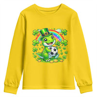 Cute Dinosaur Soccer Player Youth Sweatshirt St Patricks Day Dino Lover