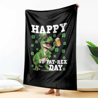 Happy St Pat Rex Day Throw Blanket Funny Dinosaur Drinking Beer