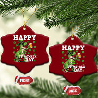 Happy St Pat Rex Day Ceramic Ornament Funny Dinosaur Drinking Beer