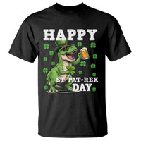 Happy St Pat Rex Day T Shirt Funny Dinosaur Drinking Beer