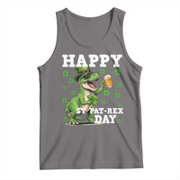 Happy St Pat Rex Day Tank Top Funny Dinosaur Drinking Beer
