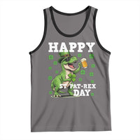 Happy St Pat Rex Day Tank Top Funny Dinosaur Drinking Beer