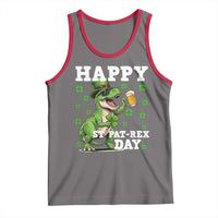 Happy St Pat Rex Day Tank Top Funny Dinosaur Drinking Beer