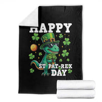 Happy St Pat Rex Day Throw Blanket St Patricks Day Dino Lover
