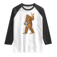 Funny Bigfoot Soccer Player Raglan Shirt Folklore Cryptid Gift