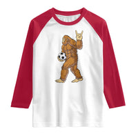 Funny Bigfoot Soccer Player Raglan Shirt Folklore Cryptid Gift