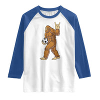 Funny Bigfoot Soccer Player Raglan Shirt Folklore Cryptid Gift