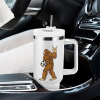 Funny Bigfoot Soccer Player Tumbler With Handle Folklore Cryptid Gift
