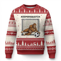 Funny Bigfoot Soccer Goalkeeper Ugly Christmas Sweater Keepersquatch