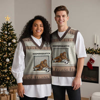 Funny Bigfoot Soccer Goalkeeper V-Neck Knit Sweater Vest Keepersquatch