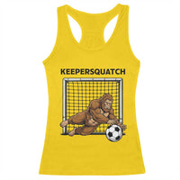 Funny Bigfoot Soccer Goalkeeper Racerback Tank Top Keepersquatch
