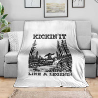 Kickin It Like A Legend Throw Blanket Funny Bigfoot Soccer Player