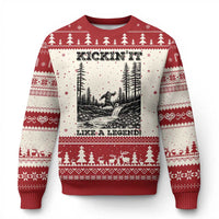 Kickin It Like A Legend Ugly Christmas Sweater Funny Bigfoot Soccer Player