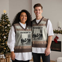 Kickin It Like A Legend V-Neck Knit Sweater Vest Funny Bigfoot Soccer Player