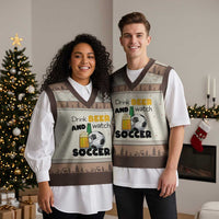 Drink Beer And Watch Soccer V-Neck Knit Sweater Vest Funny Drinking Lover