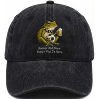 Funny Frog Lover Washed Cotton Baseball Cap Soccer And Beer That Is Why I Am Here