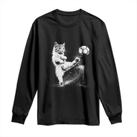 Cat Playing Soccer Long Sleeve Shirt Funny Cat Lover Gift