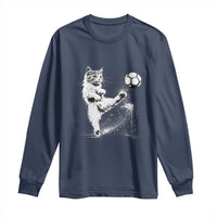 Cat Playing Soccer Long Sleeve Shirt Funny Cat Lover Gift