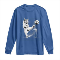 Cat Playing Soccer Long Sleeve Shirt Funny Cat Lover Gift