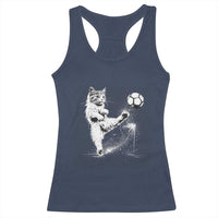 Cat Playing Soccer Racerback Tank Top Funny Cat Lover Gift