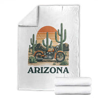 Arizona Motorcycle Throw Blanket Vintage Desert Highway Rider Gift