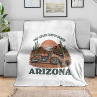 Vintage Arizona Motorcycle Rider Throw Blanket Desert Cactus Grand Canyon State