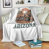 Vintage Arizona Motorcycle Rider Throw Blanket Desert Cactus Grand Canyon State