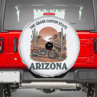 Vintage Arizona Motorcycle Rider Spare Tire Cover Desert Cactus Grand Canyon State