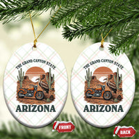 Vintage Arizona Motorcycle Rider Ceramic Ornament Desert Cactus Grand Canyon State