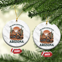 Vintage Arizona Motorcycle Rider Ceramic Ornament Desert Cactus Grand Canyon State