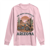 Vintage Arizona Motorcycle Rider Long Sleeve Shirt Desert Cactus Grand Canyon State