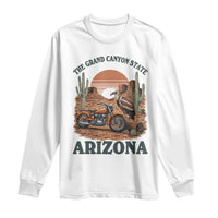 Vintage Arizona Motorcycle Rider Long Sleeve Shirt Desert Cactus Grand Canyon State