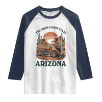 Vintage Arizona Motorcycle Rider Raglan Shirt Desert Cactus Grand Canyon State