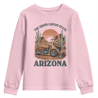 Vintage Arizona Motorcycle Rider Youth Sweatshirt Desert Cactus Grand Canyon State