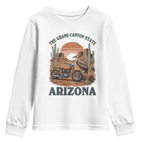Vintage Arizona Motorcycle Rider Youth Sweatshirt Desert Cactus Grand Canyon State