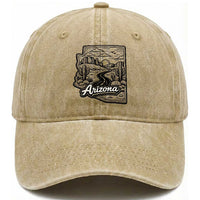 Vintage Arizona Pride Washed Cotton Baseball Cap Cactus Desert Western Landscape