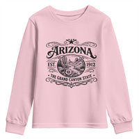 Arizona Desert Wanderlust Youth Sweatshirt Vintage Grand Canyon State Est 1912