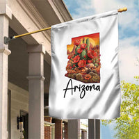 Arizona Map Blooming Cactus Flowers Gift Garden Flag