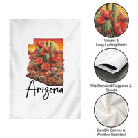 Arizona Map Blooming Cactus Flowers Gift Garden Flag