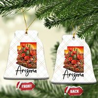 Arizona Map Blooming Cactus Flowers Gift Ceramic Ornament