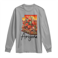 Arizona Map Blooming Cactus Flowers Gift Long Sleeve Shirt